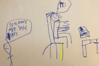 Mom stunned by her son's drawing showing their daily life together