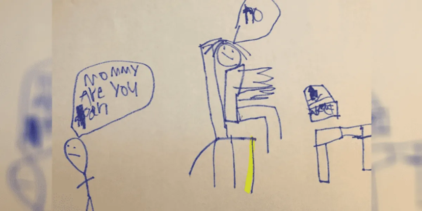 Mom stunned by her son's drawing showing their daily life together